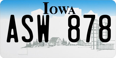 IA license plate ASW878