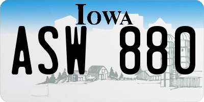IA license plate ASW880