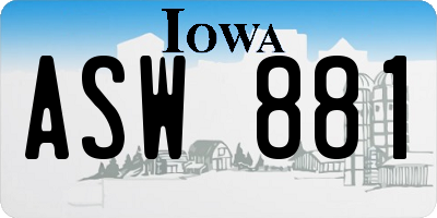 IA license plate ASW881