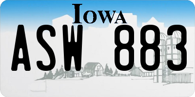 IA license plate ASW883