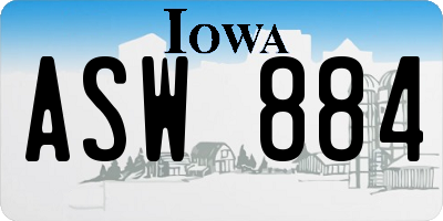 IA license plate ASW884