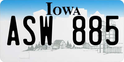 IA license plate ASW885