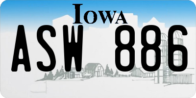 IA license plate ASW886