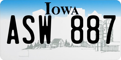 IA license plate ASW887