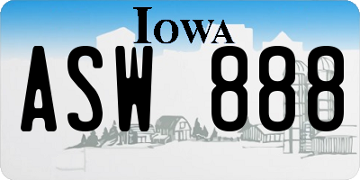IA license plate ASW888