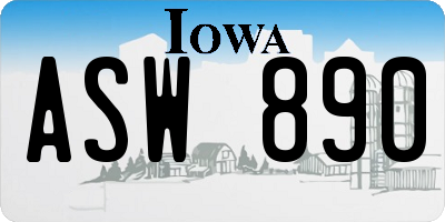 IA license plate ASW890