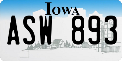 IA license plate ASW893