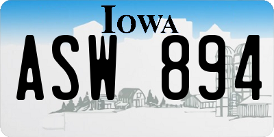 IA license plate ASW894