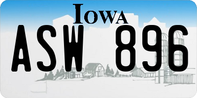 IA license plate ASW896