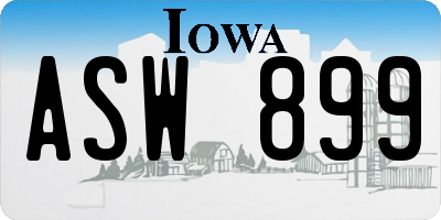IA license plate ASW899