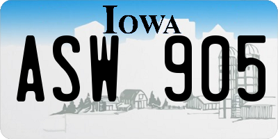 IA license plate ASW905