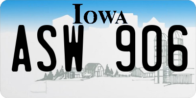 IA license plate ASW906