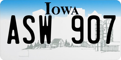 IA license plate ASW907