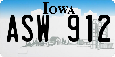 IA license plate ASW912