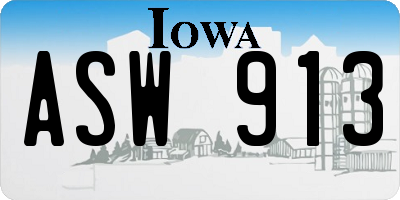 IA license plate ASW913