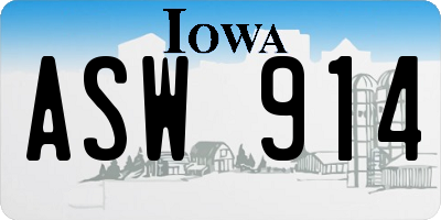 IA license plate ASW914