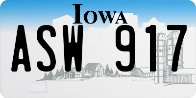 IA license plate ASW917