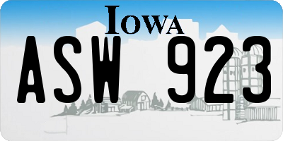 IA license plate ASW923