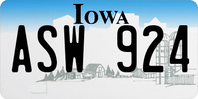 IA license plate ASW924
