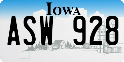 IA license plate ASW928