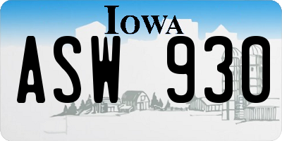 IA license plate ASW930