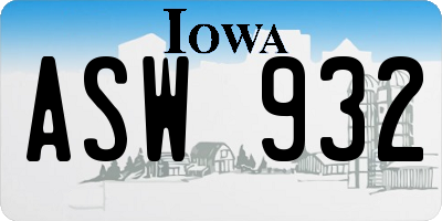 IA license plate ASW932