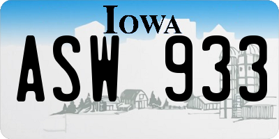 IA license plate ASW933