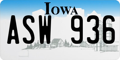 IA license plate ASW936