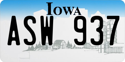 IA license plate ASW937