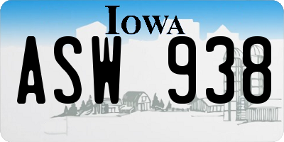 IA license plate ASW938