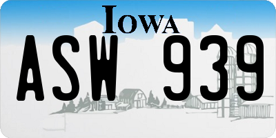 IA license plate ASW939