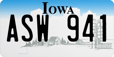 IA license plate ASW941