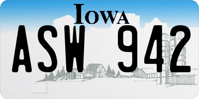 IA license plate ASW942
