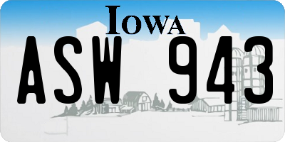 IA license plate ASW943