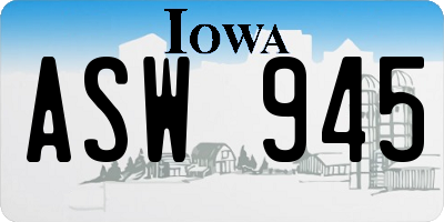 IA license plate ASW945