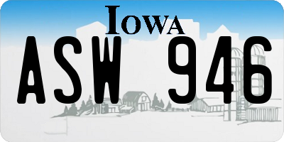 IA license plate ASW946