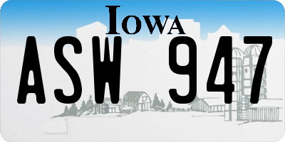 IA license plate ASW947