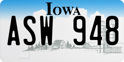 IA license plate ASW948
