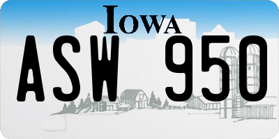 IA license plate ASW950