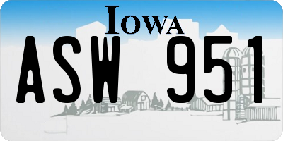 IA license plate ASW951
