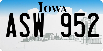 IA license plate ASW952