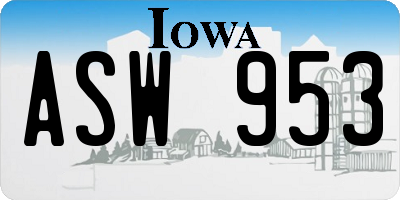 IA license plate ASW953