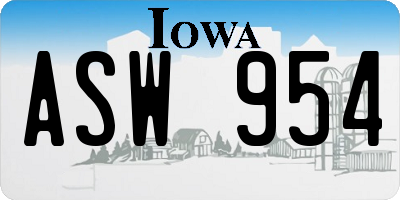 IA license plate ASW954