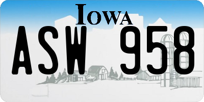 IA license plate ASW958