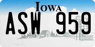 IA license plate ASW959