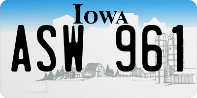 IA license plate ASW961