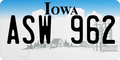 IA license plate ASW962