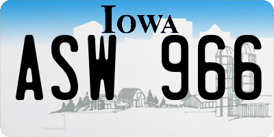 IA license plate ASW966