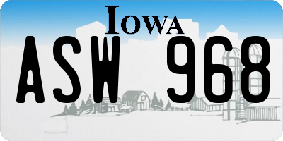 IA license plate ASW968