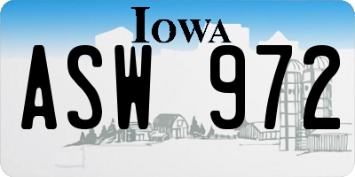 IA license plate ASW972